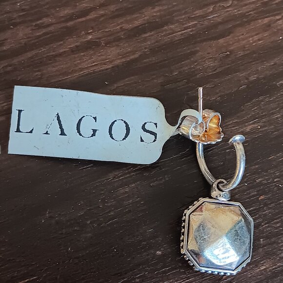 Lagos Sterling Silver Caviar Square Faceted Drop  Earring Regular priceSold Out - Picture 1 of 5